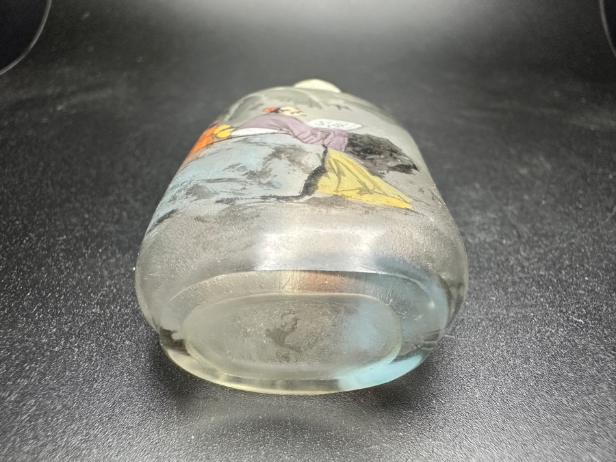 Vintage Chinese Reverse Painted Glass Snuff Bottle Artist Signed 3.25'H [Photo 7]