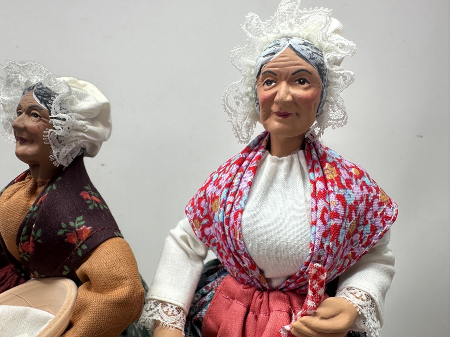 (4) Vintage French Santon D'Argile Clay Dolls Depicting Country Women Carrying Baskets And Water 10'H [Photo 6]