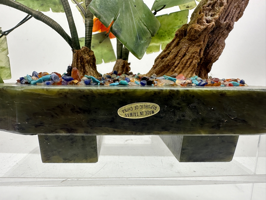 Vintage Chinese Various Stones And Jade Bonsai Tree Sculpture 12'W x 12'H [Photo 8]