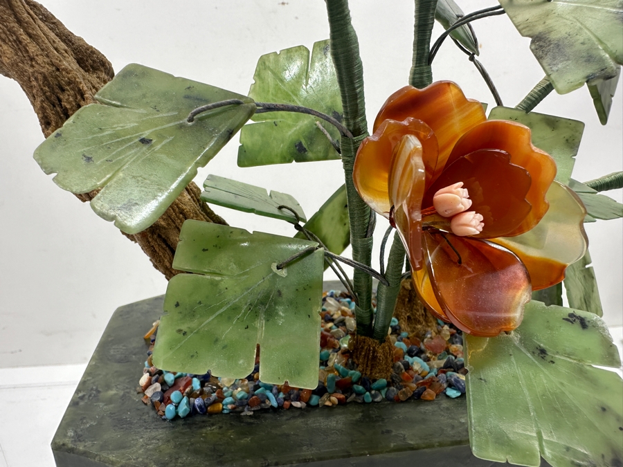 Vintage Chinese Various Stones And Jade Bonsai Tree Sculpture 12'W x 12'H [Photo 3]