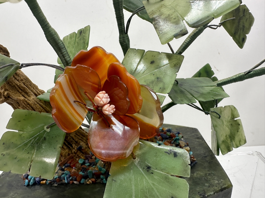 Vintage Chinese Various Stones And Jade Bonsai Tree Sculpture 12'W x 12'H [Photo 4]