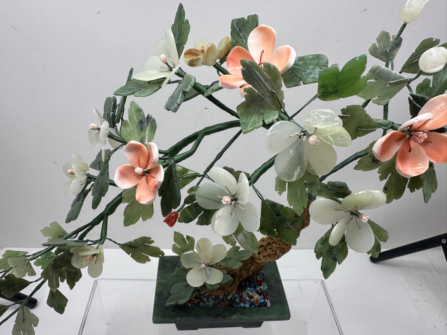 Vintage Chinese Various Stones And Jade Blossoming Tree Sculpture 14'W x 12'H [Photo 8]