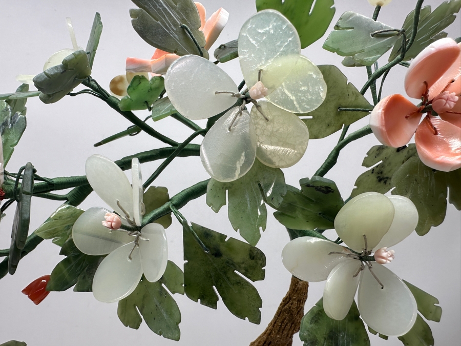 Vintage Chinese Various Stones And Jade Blossoming Tree Sculpture 14'W x 12'H [Photo 2]