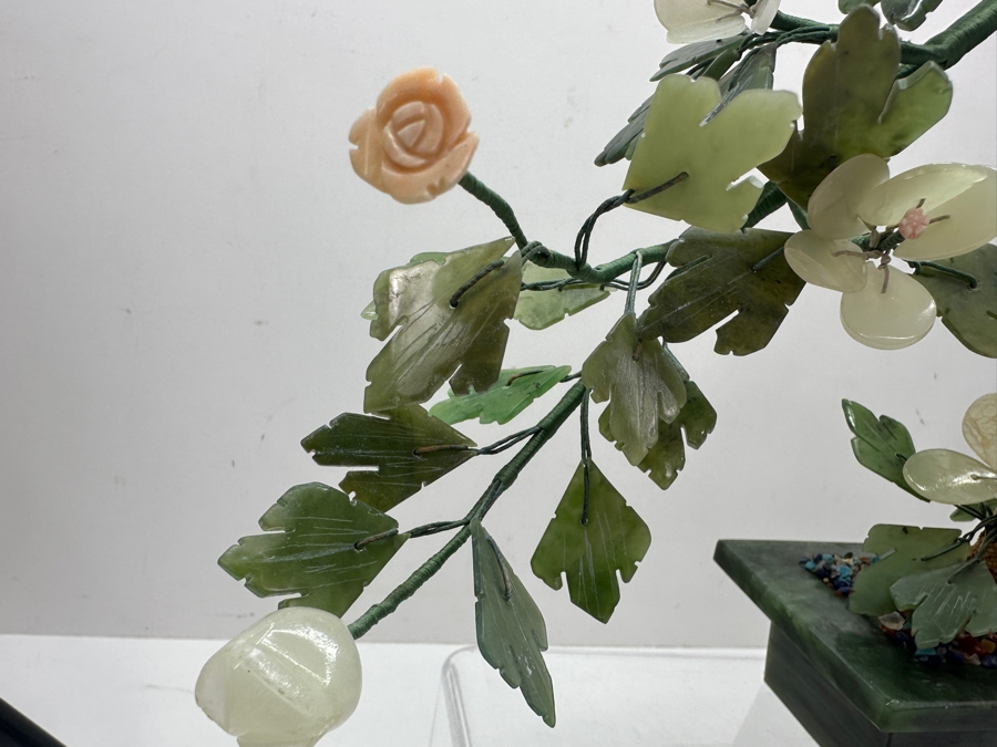 Vintage Chinese Various Stones And Jade Blossoming Tree Sculpture 14'W x 12'H [Photo 7]