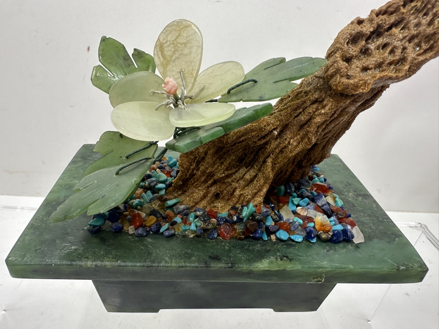 Vintage Chinese Various Stones And Jade Blossoming Tree Sculpture 14'W x 12'H [Photo 5]