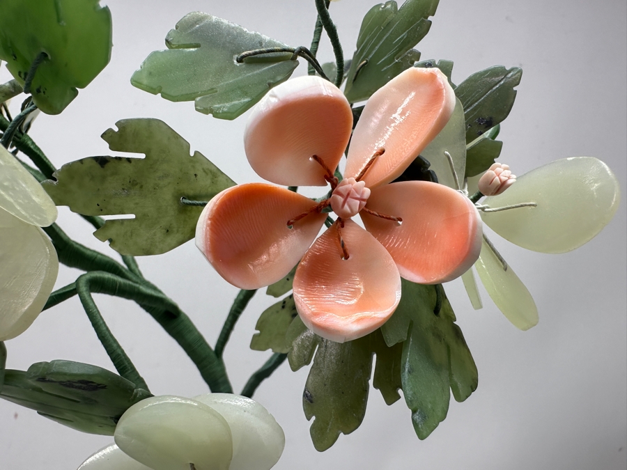 Vintage Chinese Various Stones And Jade Blossoming Tree Sculpture 14'W x 12'H [Photo 3]