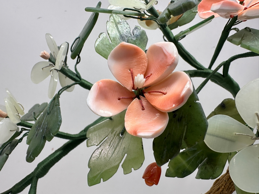 Vintage Chinese Various Stones And Jade Blossoming Tree Sculpture 14'W x 12'H [Photo 4]
