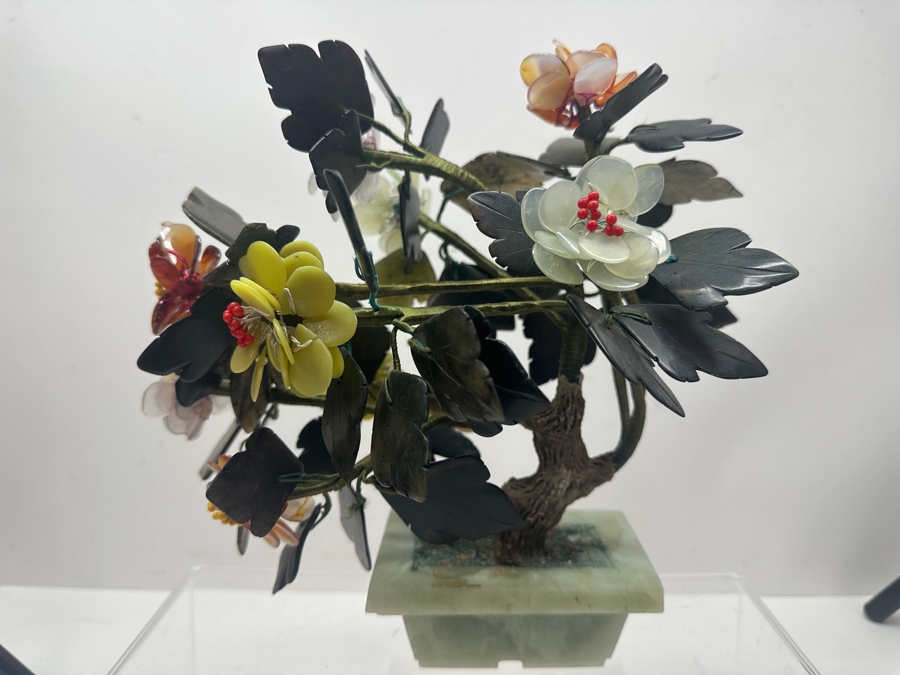 Vintage Chinese Various Stones And Jade Bonsai Tree Sculpture 11'W x 10'H [Photo 2]