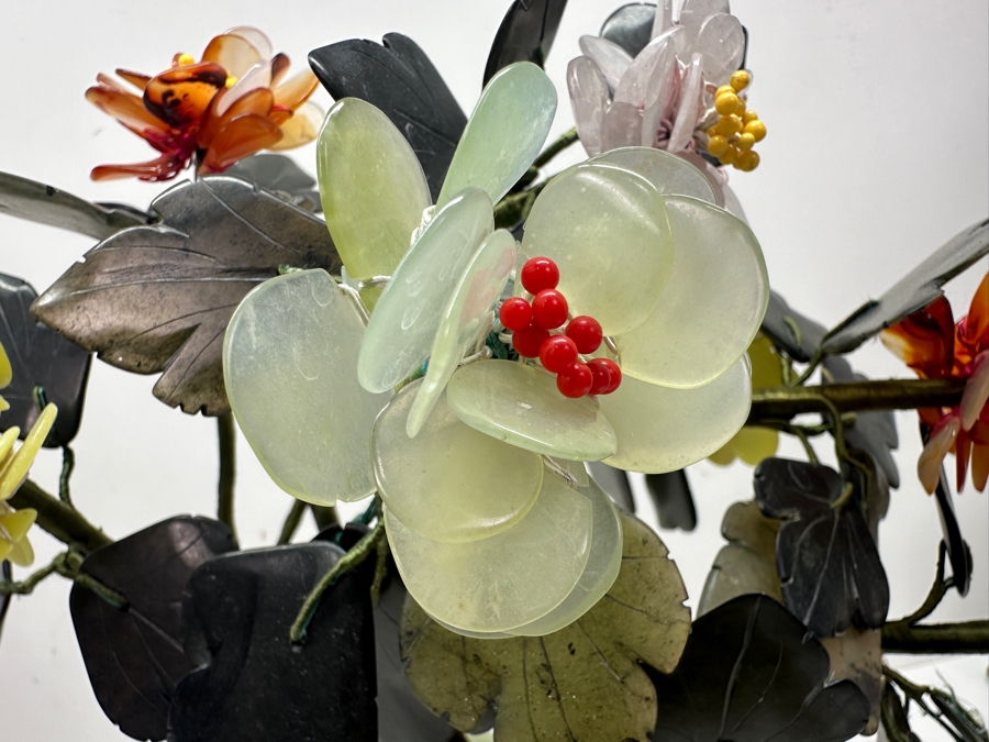 Vintage Chinese Various Stones And Jade Bonsai Tree Sculpture 11'W x 10'H [Photo 5]