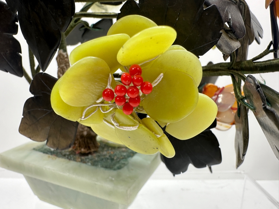 Vintage Chinese Various Stones And Jade Bonsai Tree Sculpture 11'W x 10'H [Photo 7]