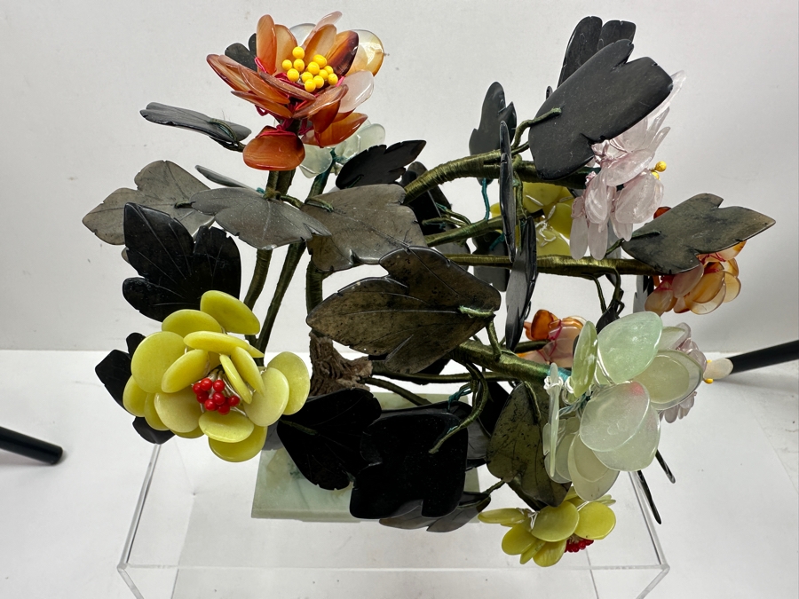 Vintage Chinese Various Stones And Jade Bonsai Tree Sculpture 11'W x 10'H [Photo 10]