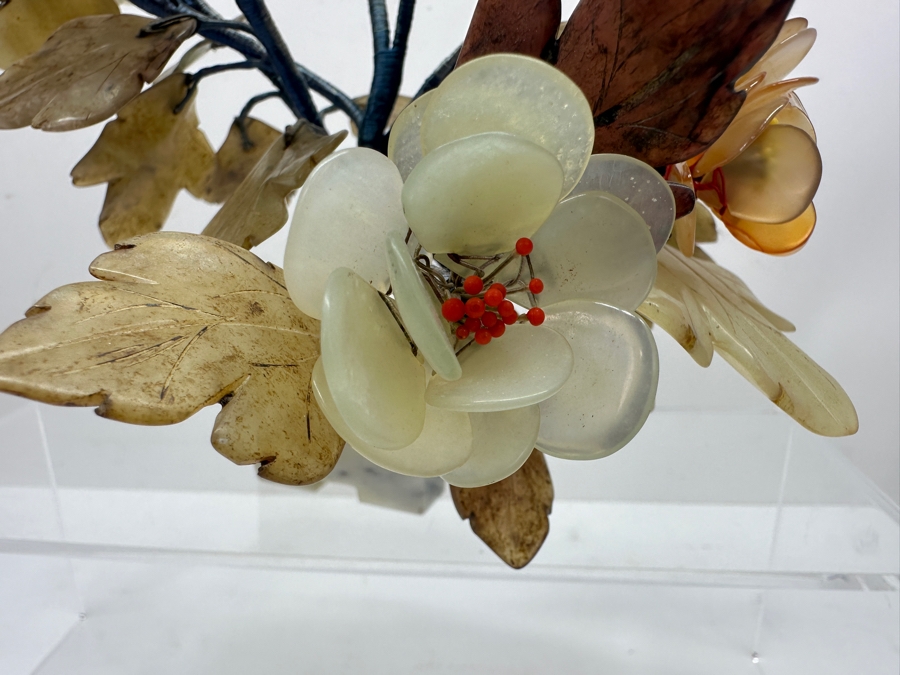 Vintage Chinese Various Stones And Jade Bonsai Tree Sculpture 9'W x 9'H [Photo 2]