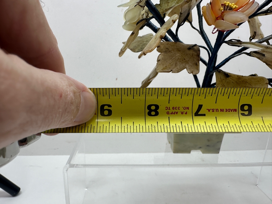 Vintage Chinese Various Stones And Jade Bonsai Tree Sculpture 9'W x 9'H [Photo 8]