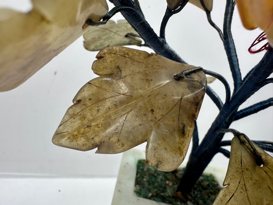 Vintage Chinese Various Stones And Jade Bonsai Tree Sculpture 9'W x 9'H [Photo 5]