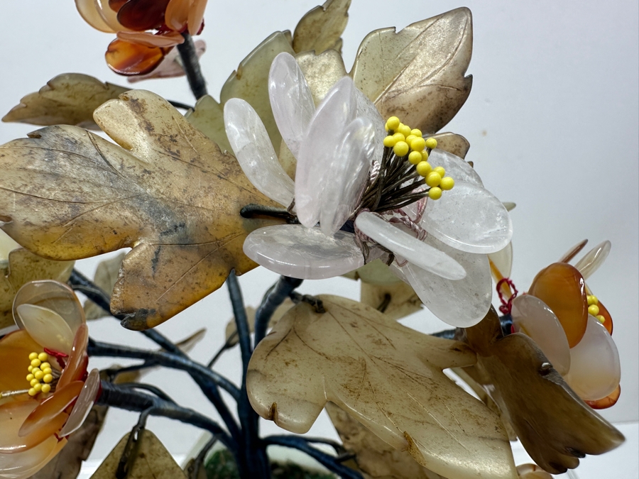 Vintage Chinese Various Stones And Jade Bonsai Tree Sculpture 9'W x 9'H [Photo 3]