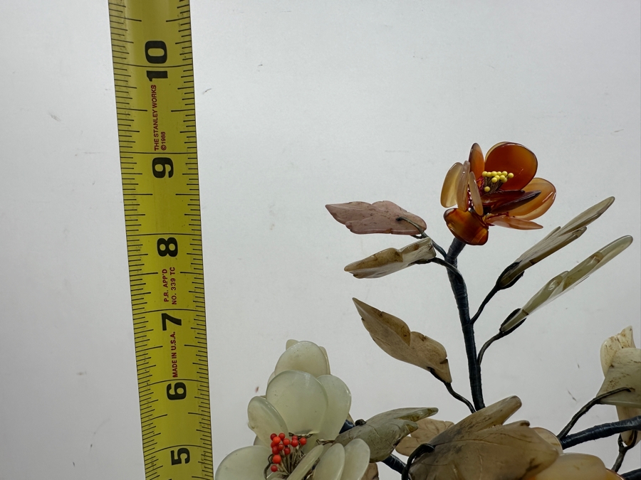 Vintage Chinese Various Stones And Jade Bonsai Tree Sculpture 9'W x 9'H [Photo 9]