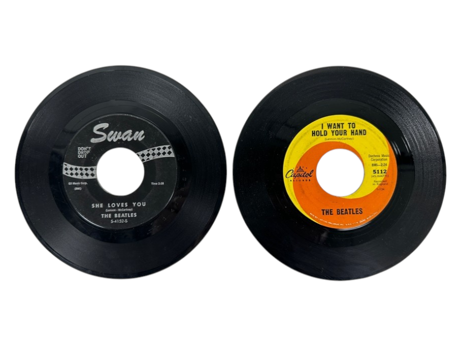 Last Minute Add - Pair Of Vintage The Beatles Vinyl 45rpm Records
