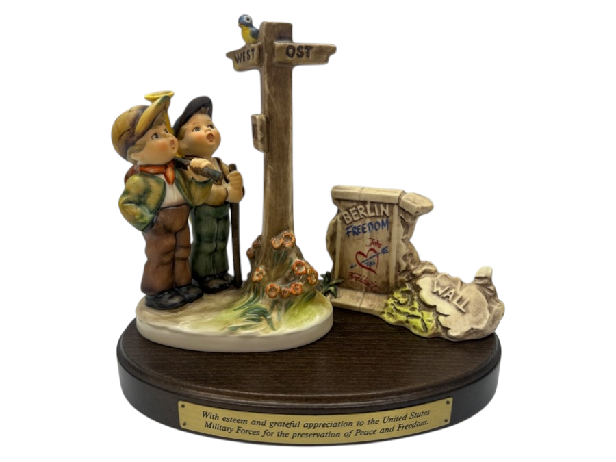 Special Limited Edition 1992 Hummel Figurine Freedom Edition Of 'Crossroads' Recognizing The Distinguished Achievements Of The U.S. Military Showing The Berlin Wall With Original Box 7.5'H