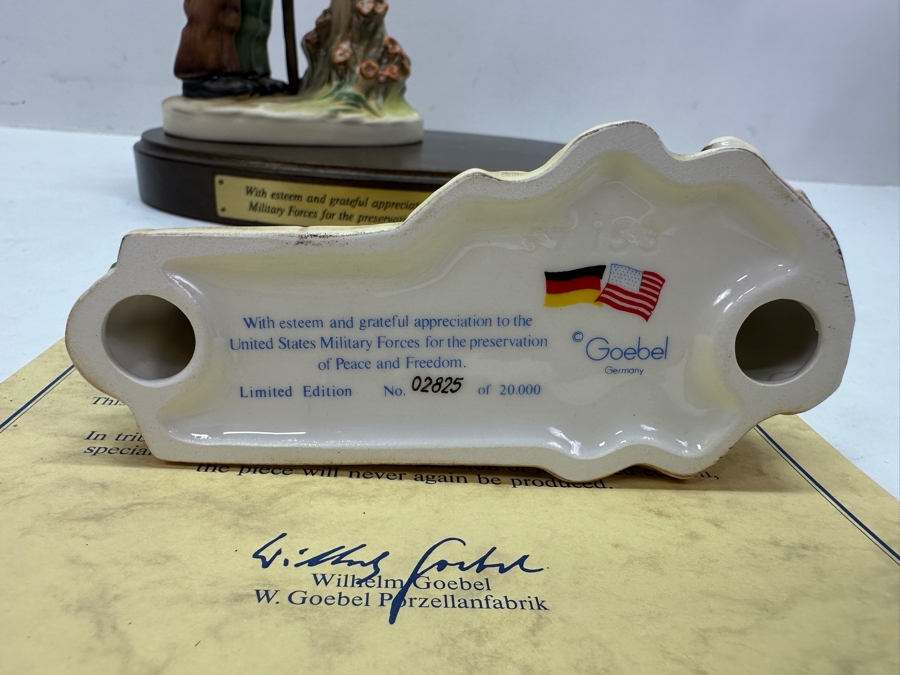 Special Limited Edition 1992 Hummel Figurine Freedom Edition Of 'Crossroads' Recognizing The Distinguished Achievements Of The U.S. Military Showing The Berlin Wall With Original Box 7.5'H [Photo 3]