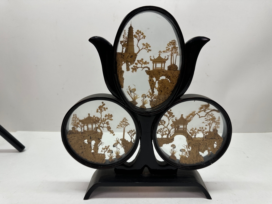 Vintage Chinese Carved Cork Art Diorama 10'W X 11'H [Photo 10]