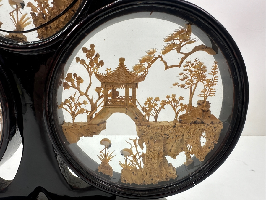 Vintage Chinese Carved Cork Art Diorama 10'W X 11'H [Photo 5]
