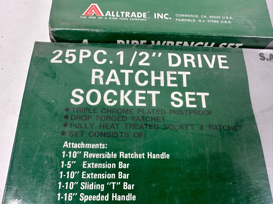 (3) New Alltrade Tool Sets: Flexible Socket Set, Adjustable Pipe Wrench Set And Ratchet Socket Set [Photo 7]