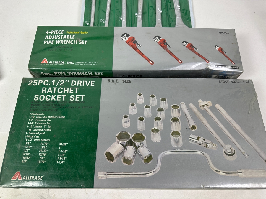 (3) New Alltrade Tool Sets: Flexible Socket Set, Adjustable Pipe Wrench Set And Ratchet Socket Set [Photo 2]