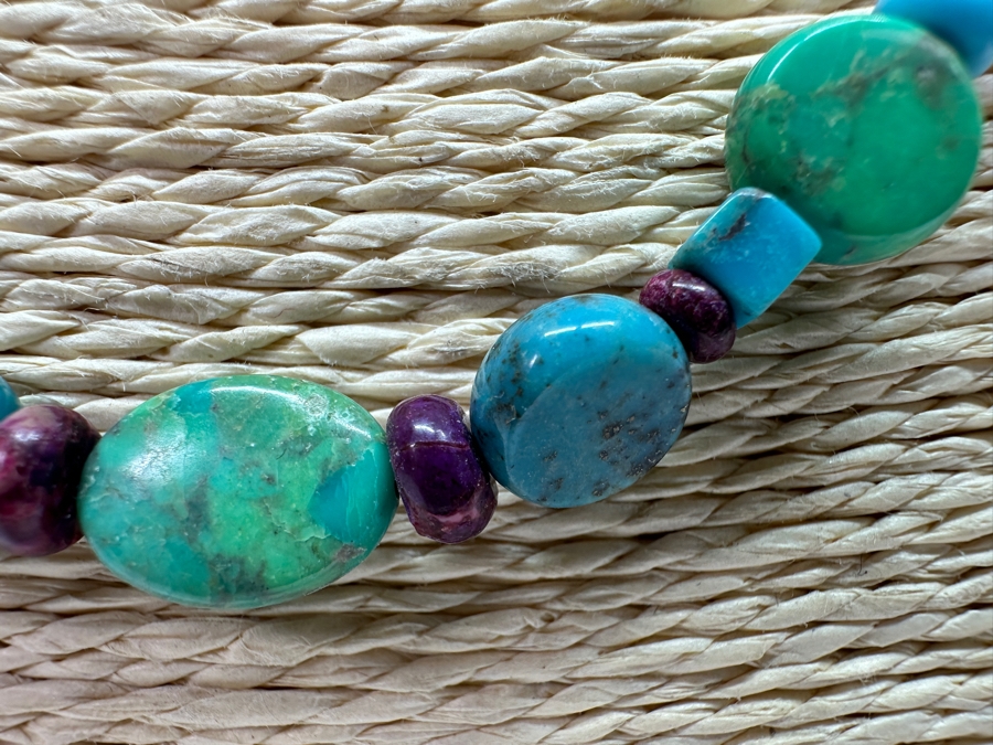 Turquoise Beaded 20' Necklace With Sterling Silver Clasp [Photo 3]