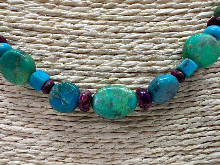 Turquoise Beaded 20' Necklace With Sterling Silver Clasp [Photo 2]