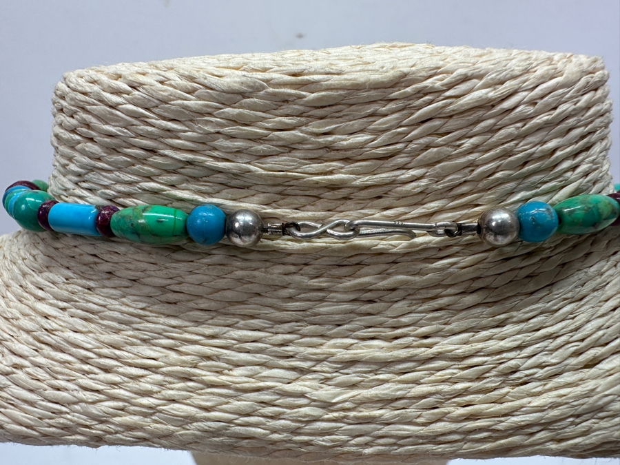 Turquoise Beaded 20' Necklace With Sterling Silver Clasp [Photo 4]