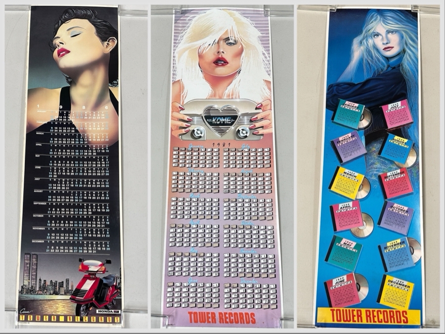 Last Minute Add - (3) Tower Records Calendar Posters From 1981, 1986 & 1989