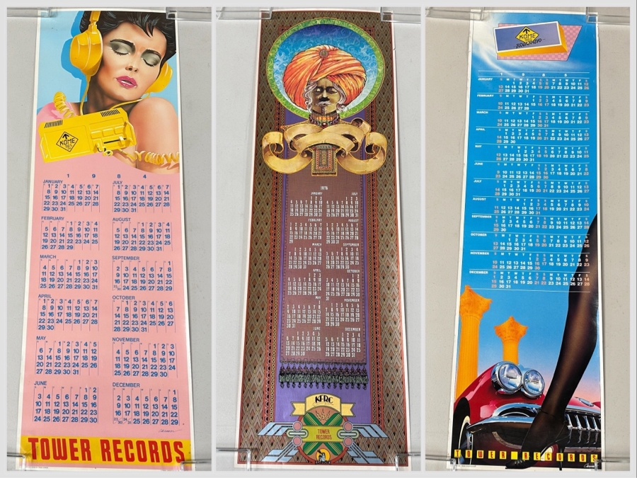 Last Minute Add - (3) Tower Records Calendar Posters From 1976, 1984 & 1985