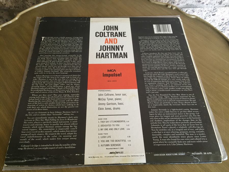 John Coltrane And Johnny Hartman ‎- John Coltrane And Johnny Hartman - MCA Records ‎- MCA-29013 [Photo 2]