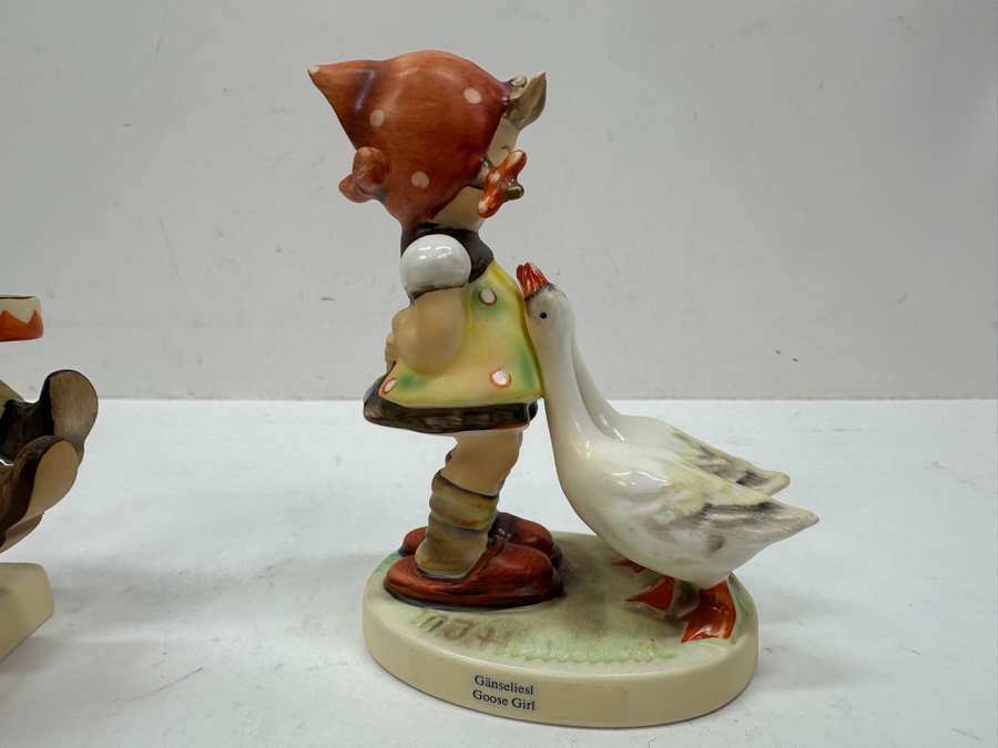 Pair Of Signed Vintage Hummel Figurines: Volunteers (Desert Shield / Desert Storm August 2, 1990) And Goose Girl - 4'H And 5'H [Photo 7]