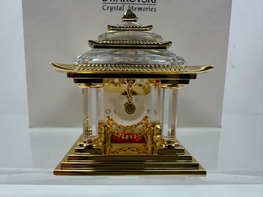 Vintage Swarovski Crystal Memories Journeys Pagoda Exquisite Gold-Tone And Crystal Accents With Original Box 1..75'H [Photo 2]