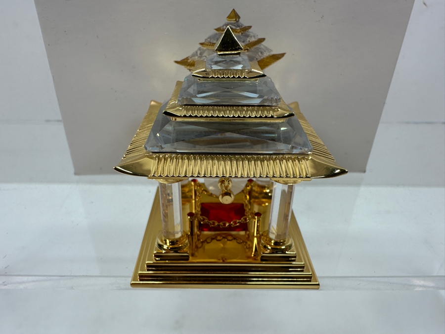 Vintage Swarovski Crystal Memories Journeys Pagoda Exquisite Gold-Tone And Crystal Accents With Original Box 1..75'H [Photo 3]