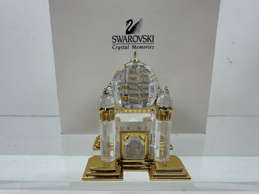 Vintage Swarovski Crystal Taj Mahal Collectible Miniature Figurine With Gold Accents And Original Box [Photo 3]