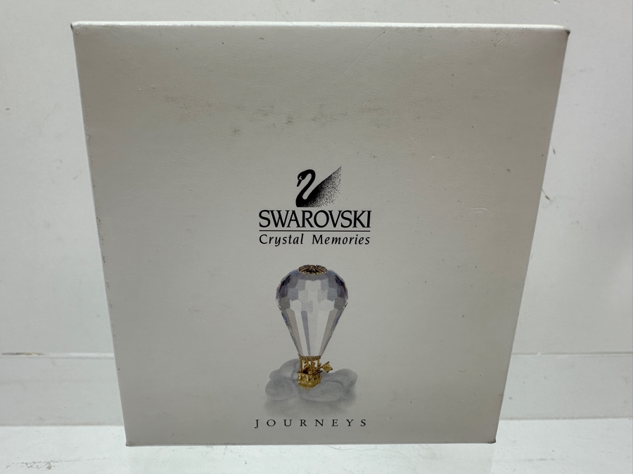 Vintage Swarovski Crystal Hot Air Balloon On Cloud Base Figurine With Gold Accents And Original Box [Photo 4]