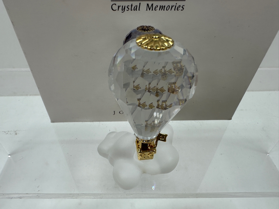 Vintage Swarovski Crystal Hot Air Balloon On Cloud Base Figurine With Gold Accents And Original Box [Photo 2]