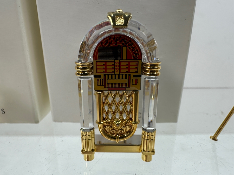 Vintage Swarovski Crystal Memories Miniature Figurines With Gold Accents: Vintage Radio, Gramophone With Original Box, Jukebox With Original Box And Film Camera [Photo 3]