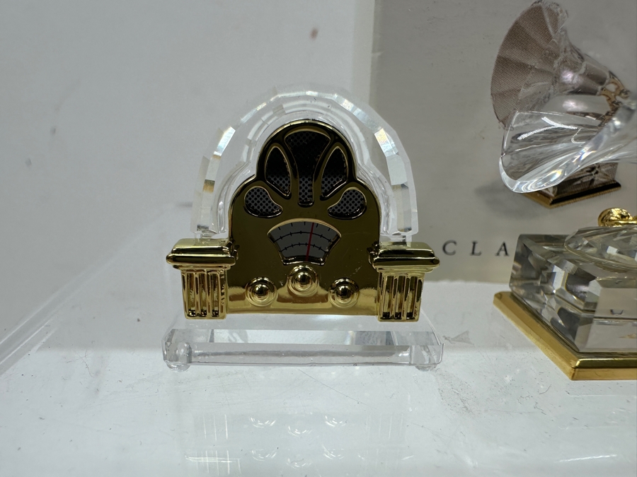 Vintage Swarovski Crystal Memories Miniature Figurines With Gold Accents: Vintage Radio, Gramophone With Original Box, Jukebox With Original Box And Film Camera [Photo 6]