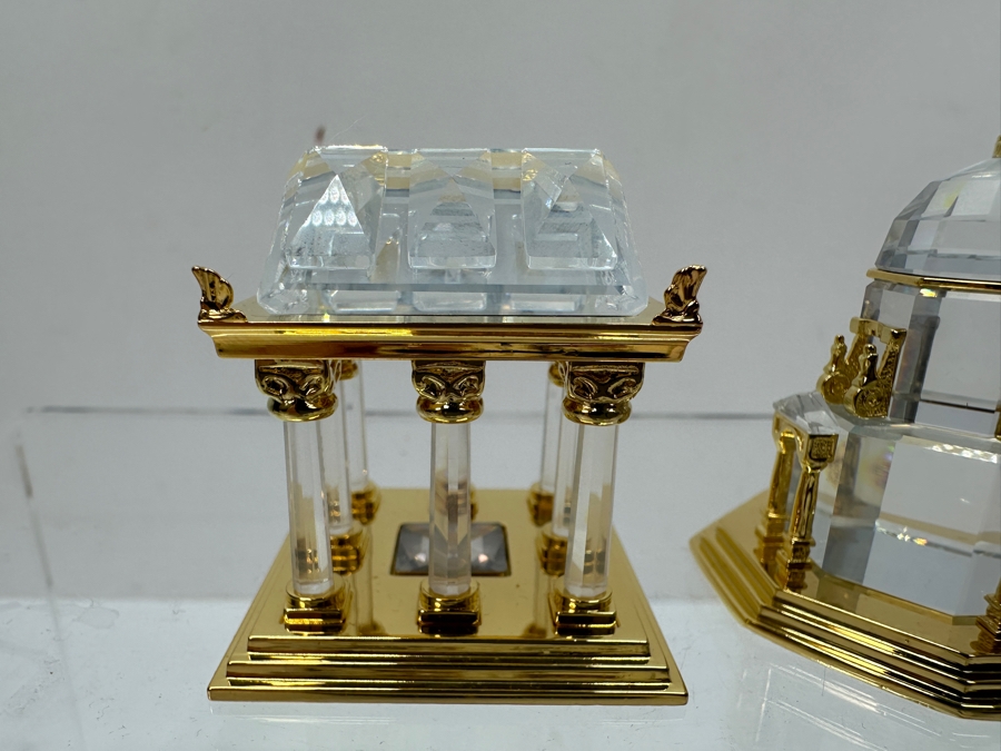 Vintage Swarovski Crystal Miniature Figurines With Gold Accents: Greek Temple, Cathedral And Castle [Photo 4]