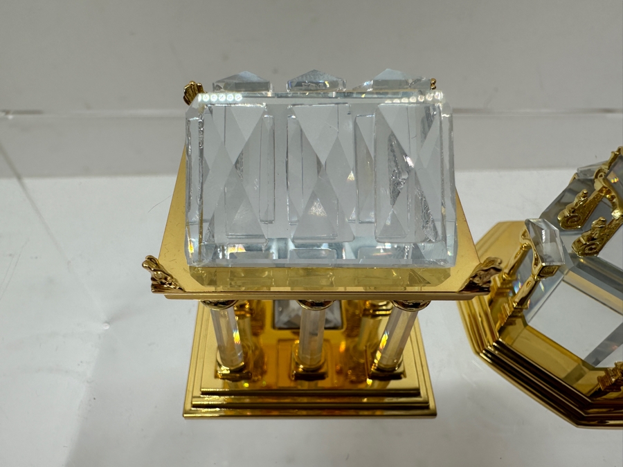 Vintage Swarovski Crystal Miniature Figurines With Gold Accents: Greek Temple, Cathedral And Castle [Photo 5]