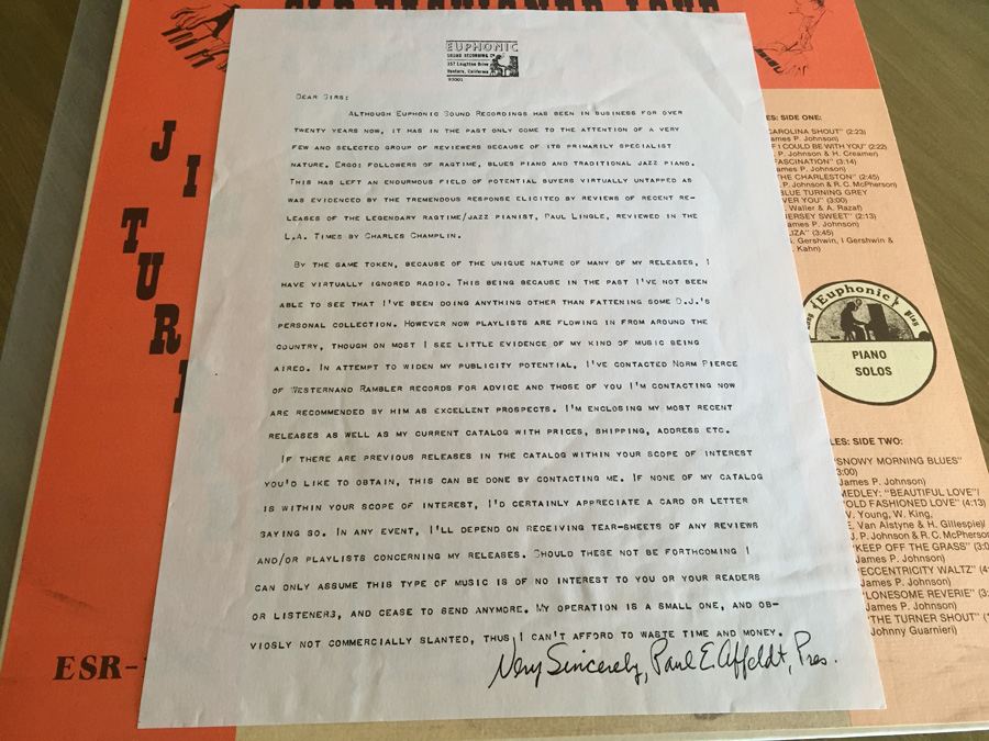 Jim Turner - Old Fashioned Love - Tribute to James P. Johnson - Euphonic - ESR-1222 [Photo 7]