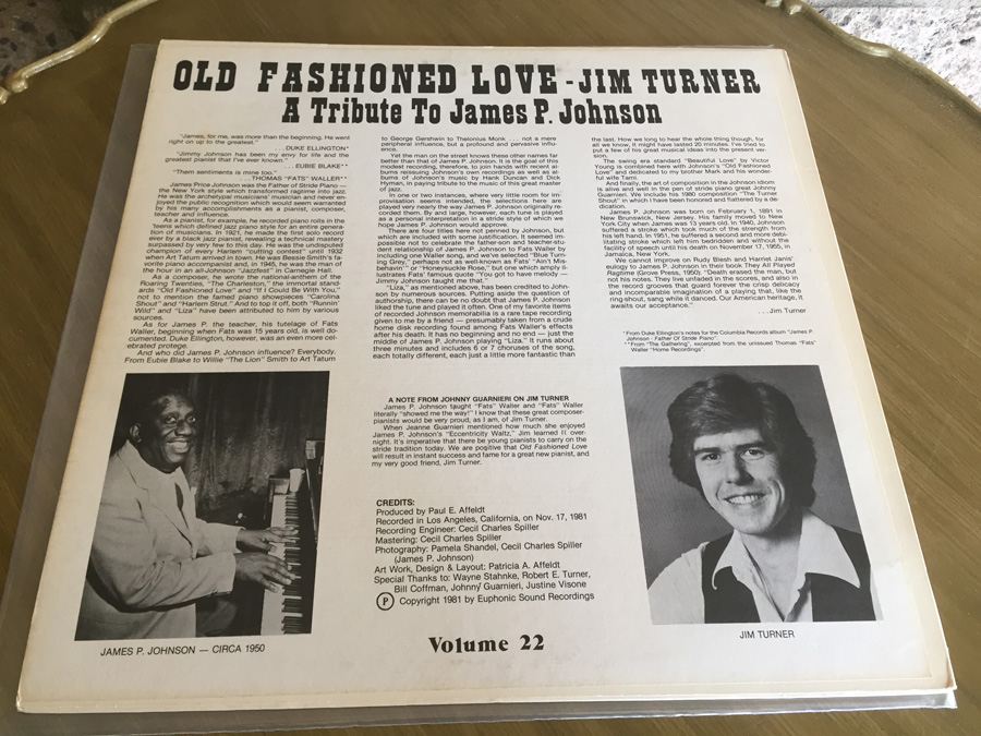 Jim Turner - Old Fashioned Love - Tribute to James P. Johnson - Euphonic - ESR-1222 [Photo 2]