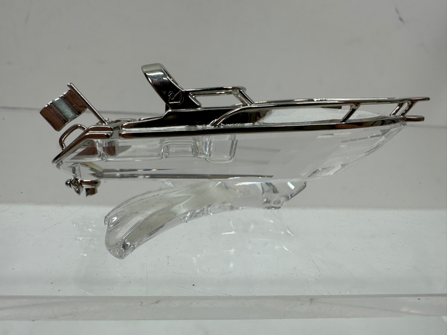 Vintage Swarovski Crystal Memories Miniature Figurine Power Boat With Rhodium-Plated Metal Accents [Photo 4]