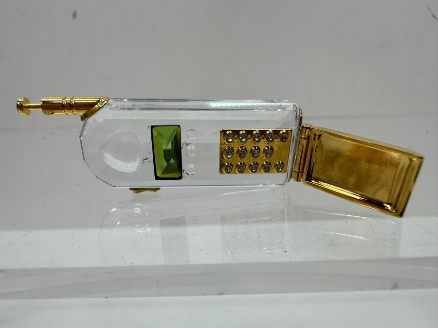 Vintage Swarovski Crystal Cell Phone Miniature Figurine With Gold Accents [Photo 2]