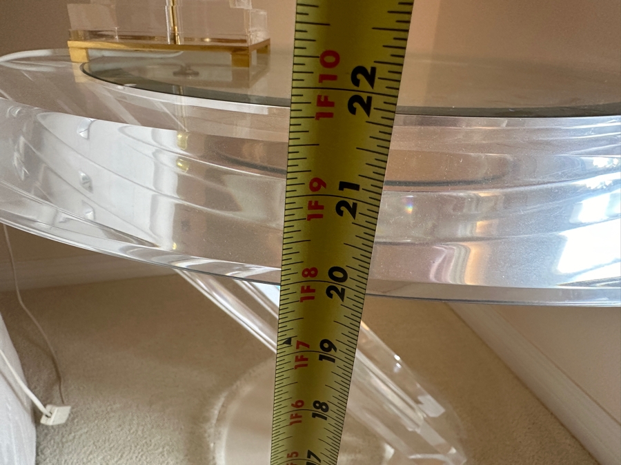 Stunning Lucite Modernist Round Side Table 28'W X 22'H [Photo 7]