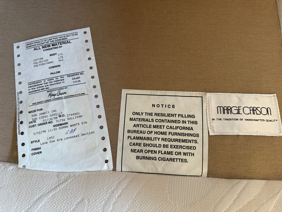 Stunning Marge Carson Upholstered 2-Piece Sofa 120'W X 43'D X 36'H [Photo 7]