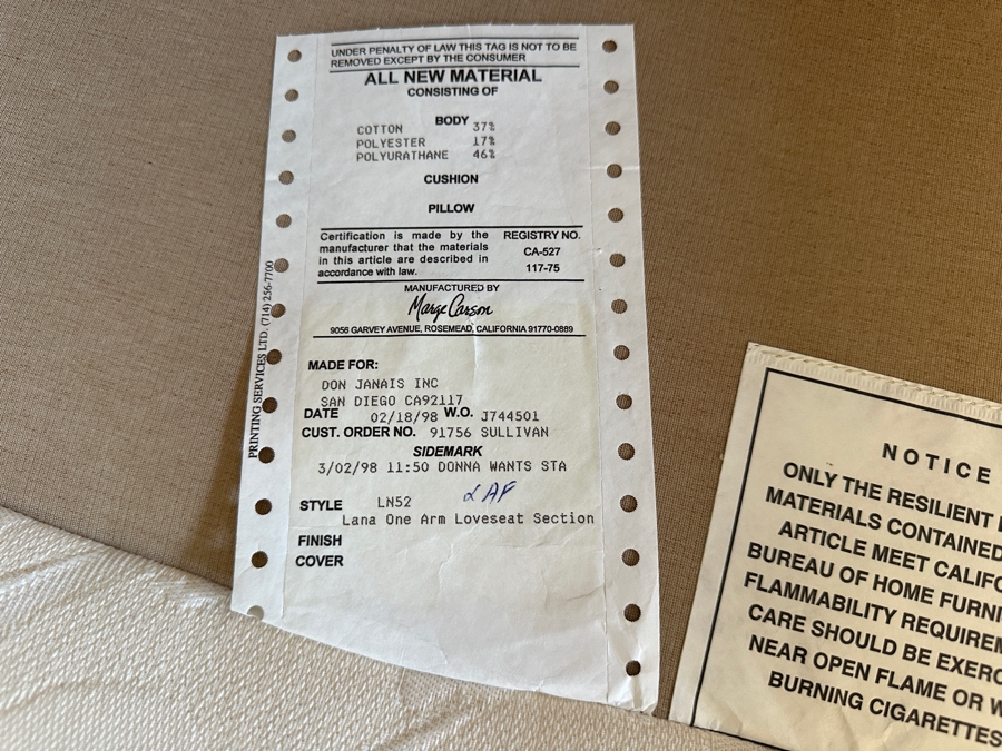 Stunning Marge Carson Upholstered 2-Piece Sofa 120'W X 43'D X 36'H [Photo 9]